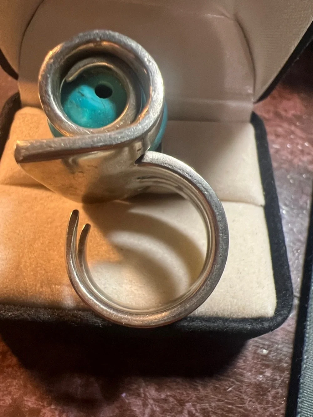 Turquoise Sphere Silver Statement Ring - Picture 3 of 11